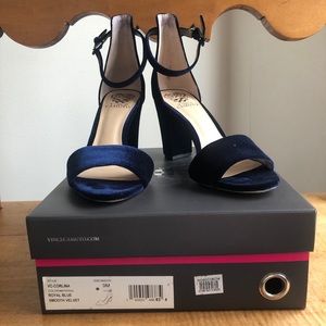 Vince Camuto navy velvet heels